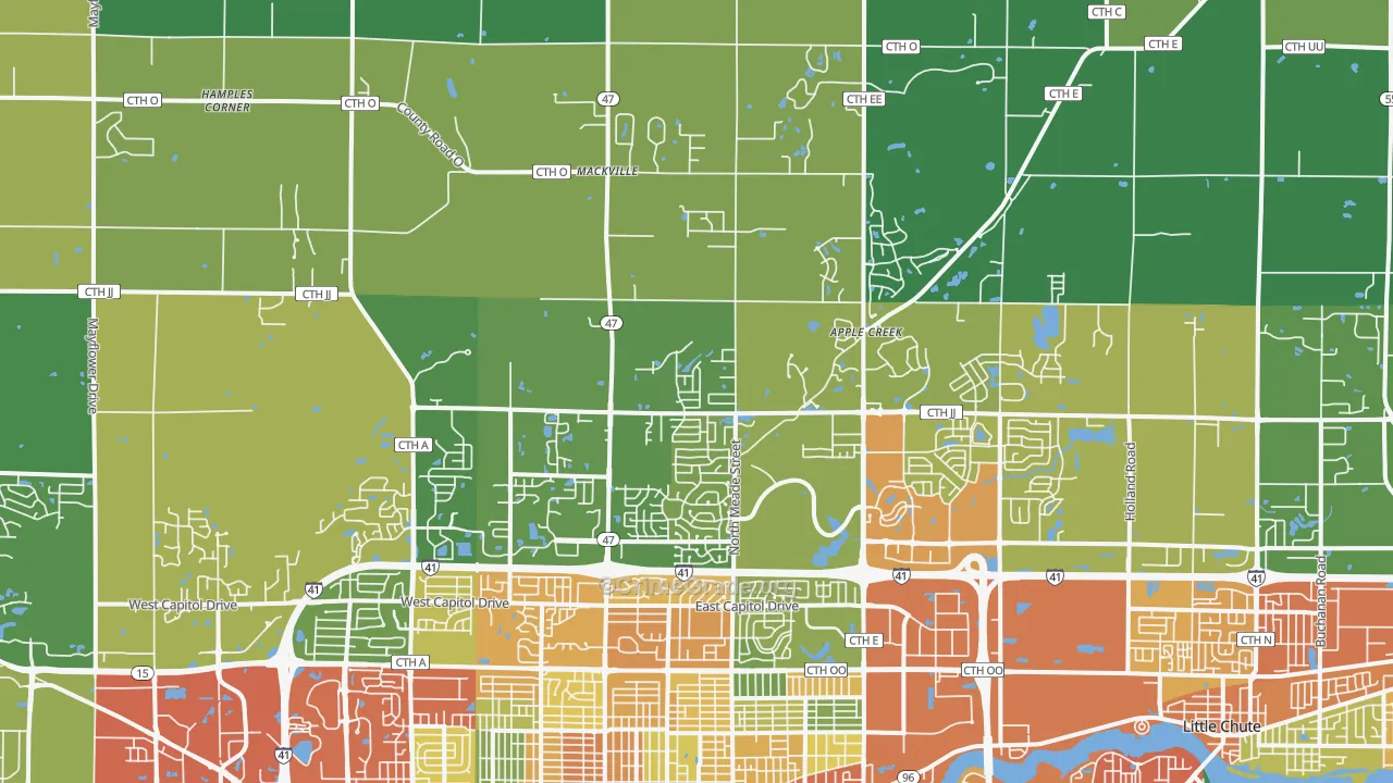 54913, WI Map of Theft Rates