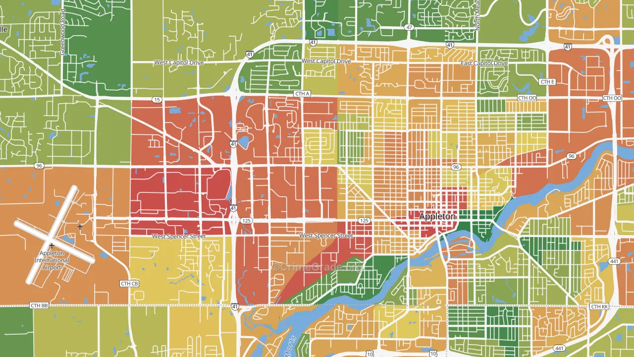 54914, WI Map of Theft Rates