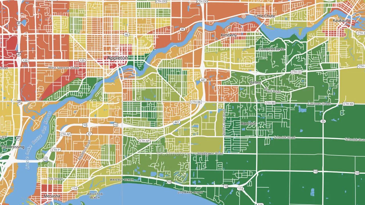 54915, WI Map of Theft Rates