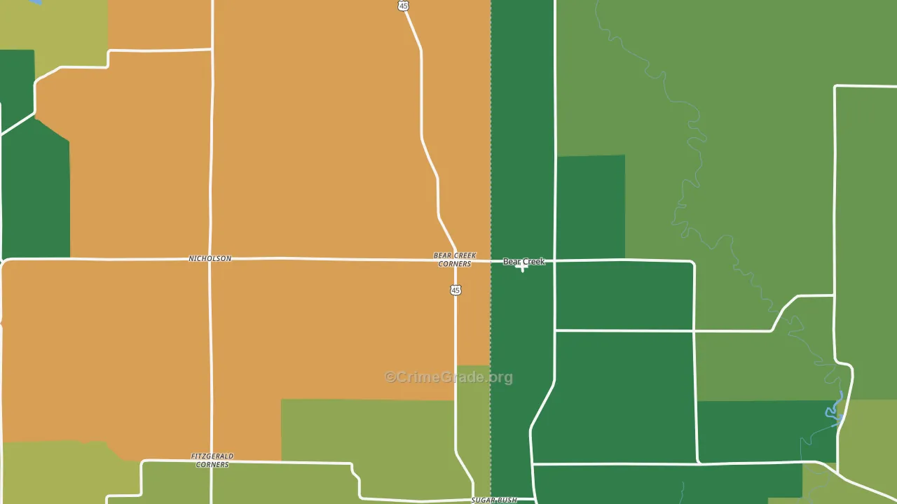 54922, WI Map of Theft Rates