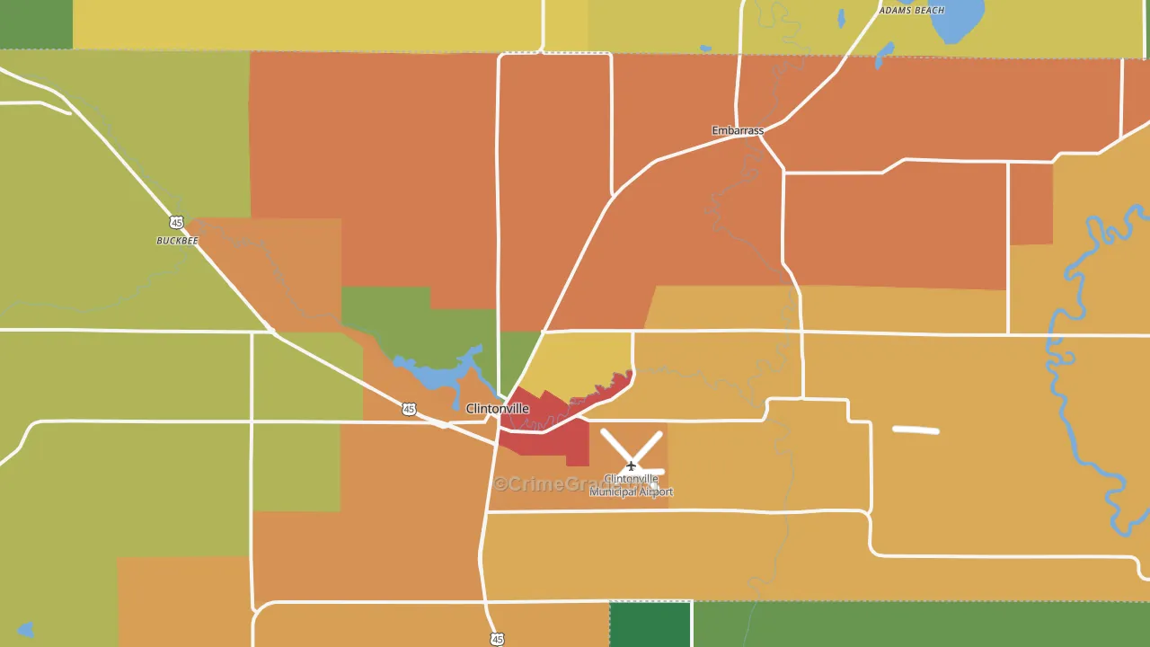 54929, WI Map of Theft Rates