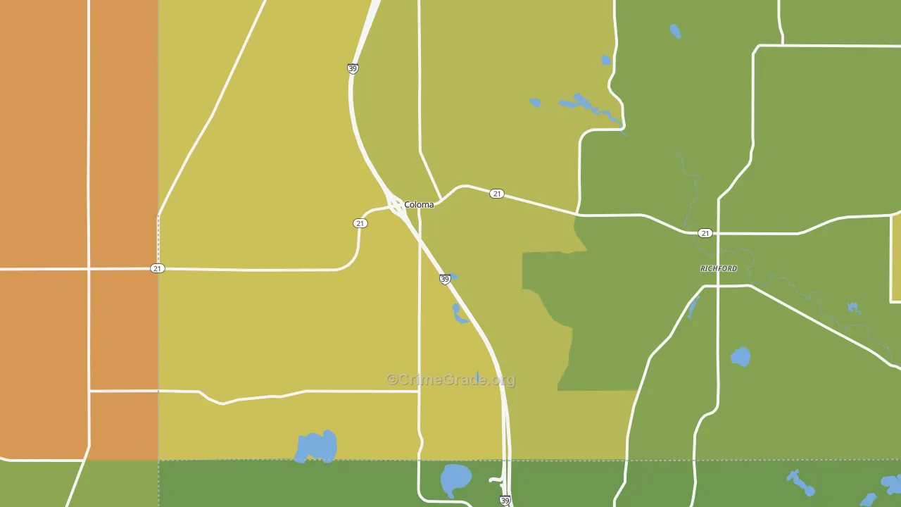 54930, WI Map of Theft Rates