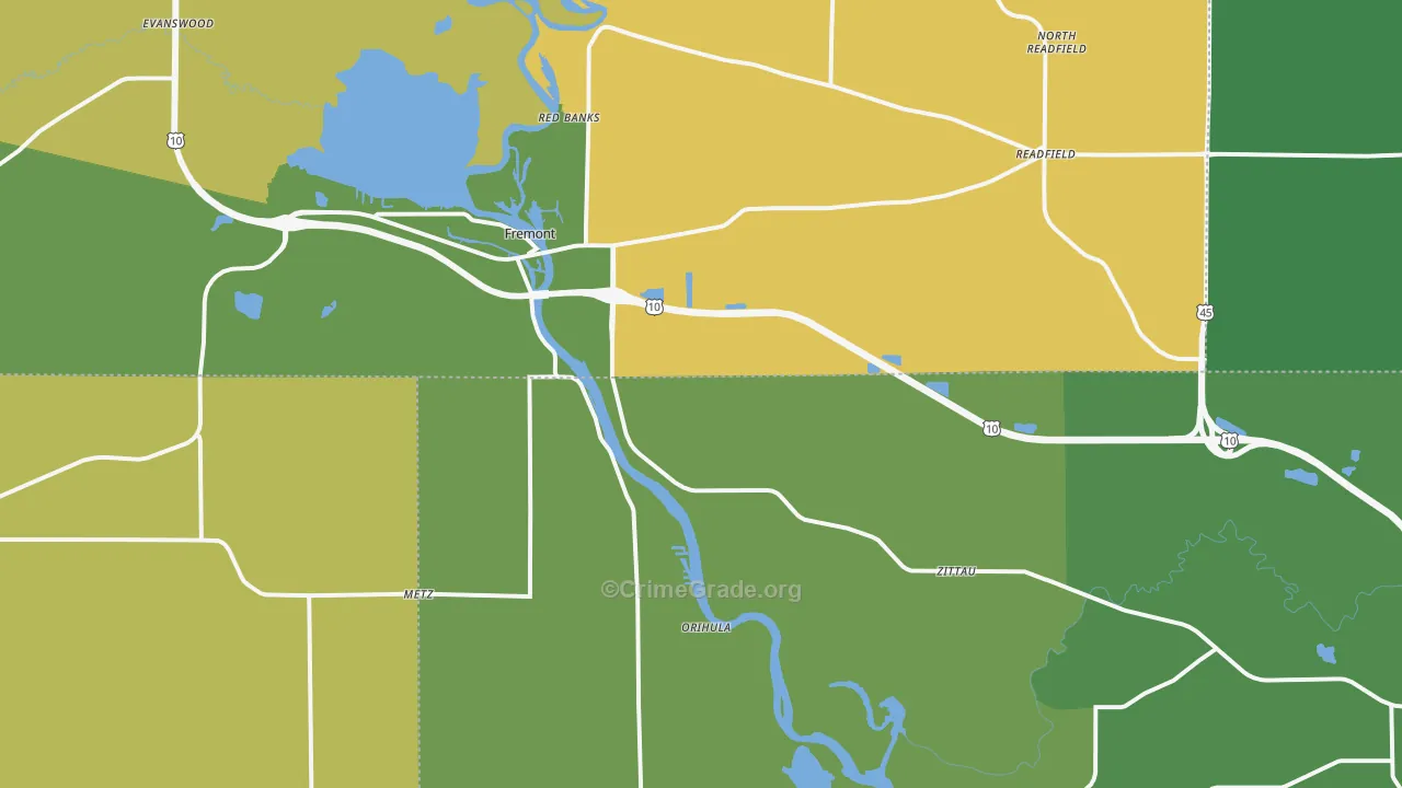 54940, WI Map of Theft Rates