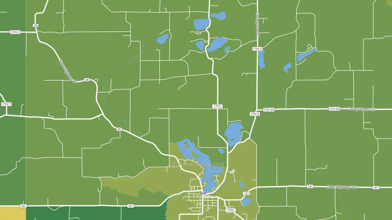 54945, WI Map of Theft Rates