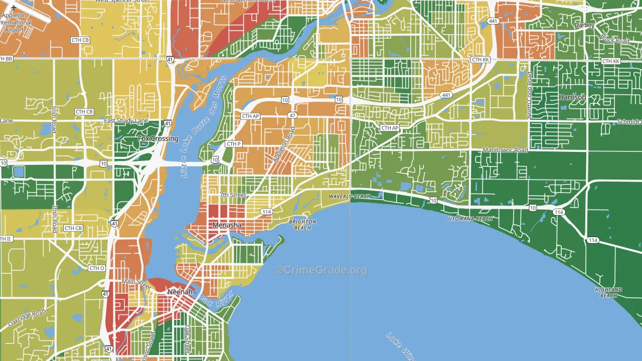 54952, WI Map of Theft Rates