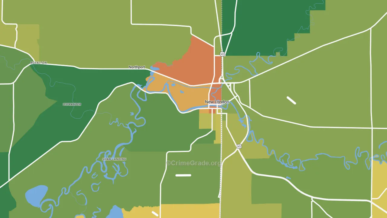 54961, WI Map of Theft Rates