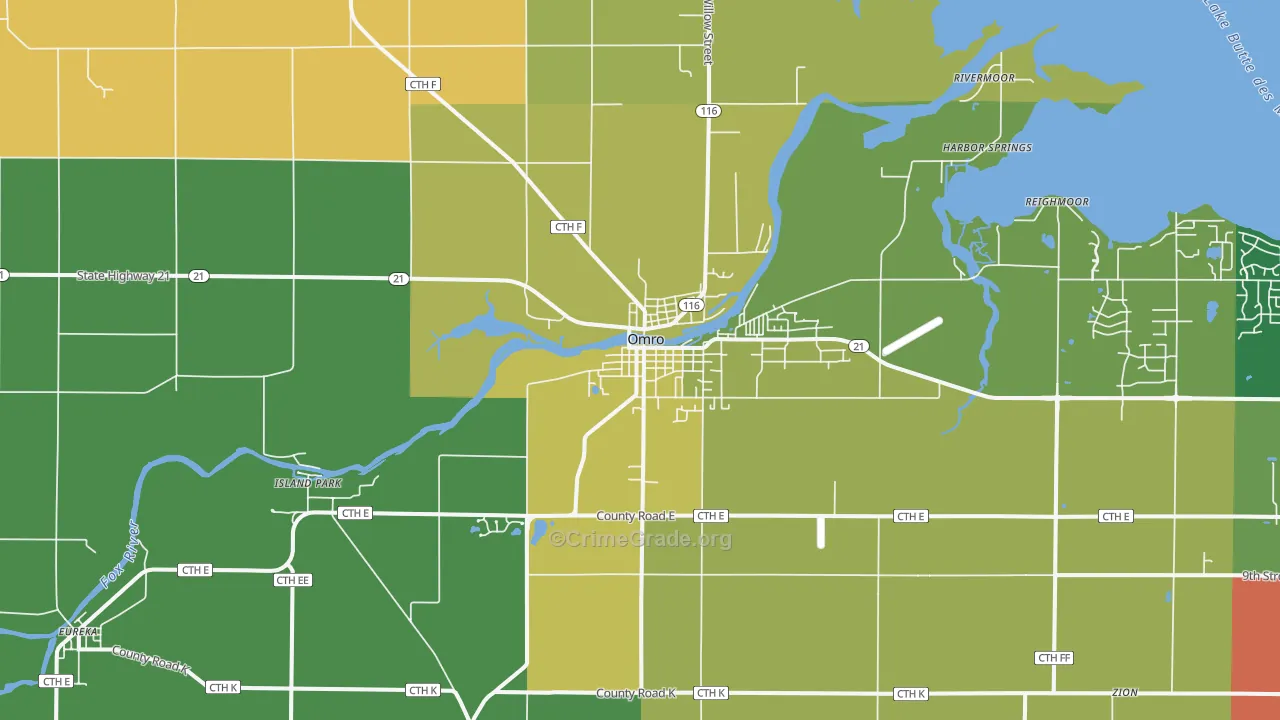 54963, WI Map of Theft Rates