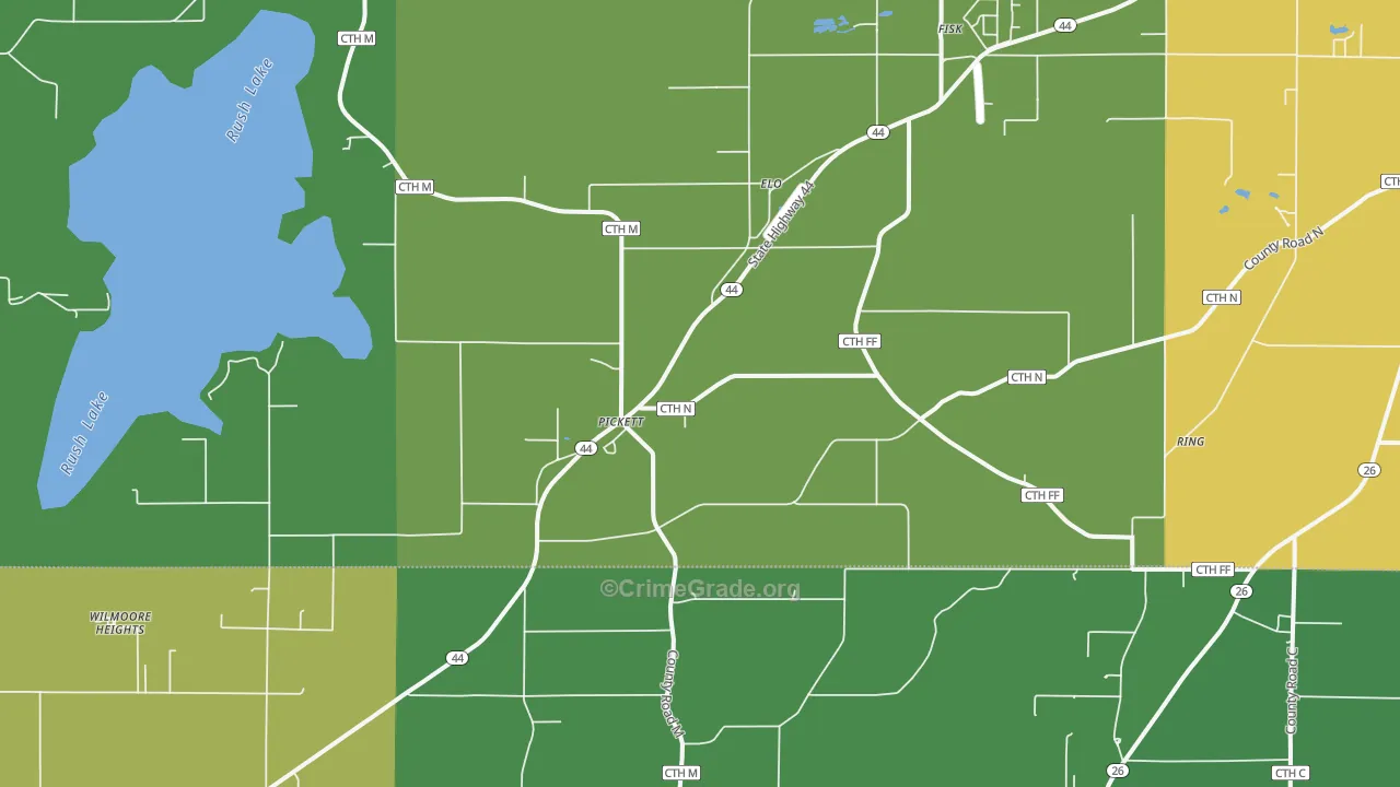 54964, WI Map of Theft Rates