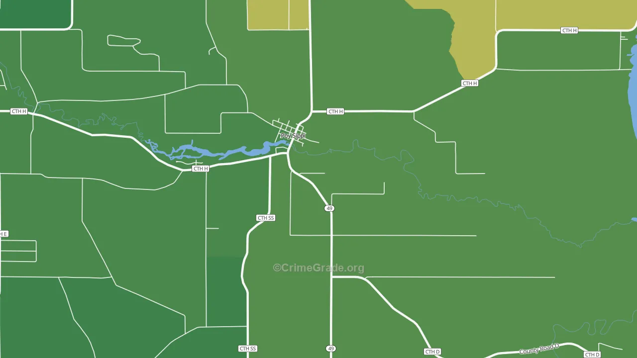 54967, WI Map of Theft Rates