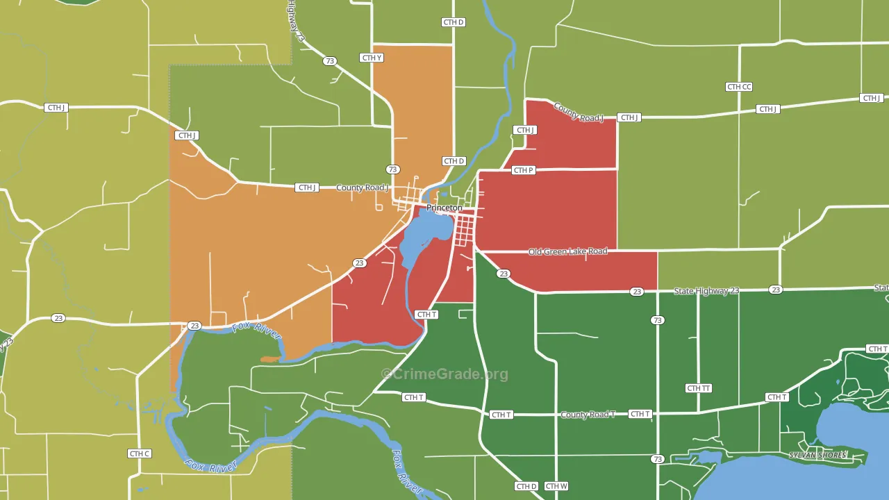 54968, WI Map of Theft Rates
