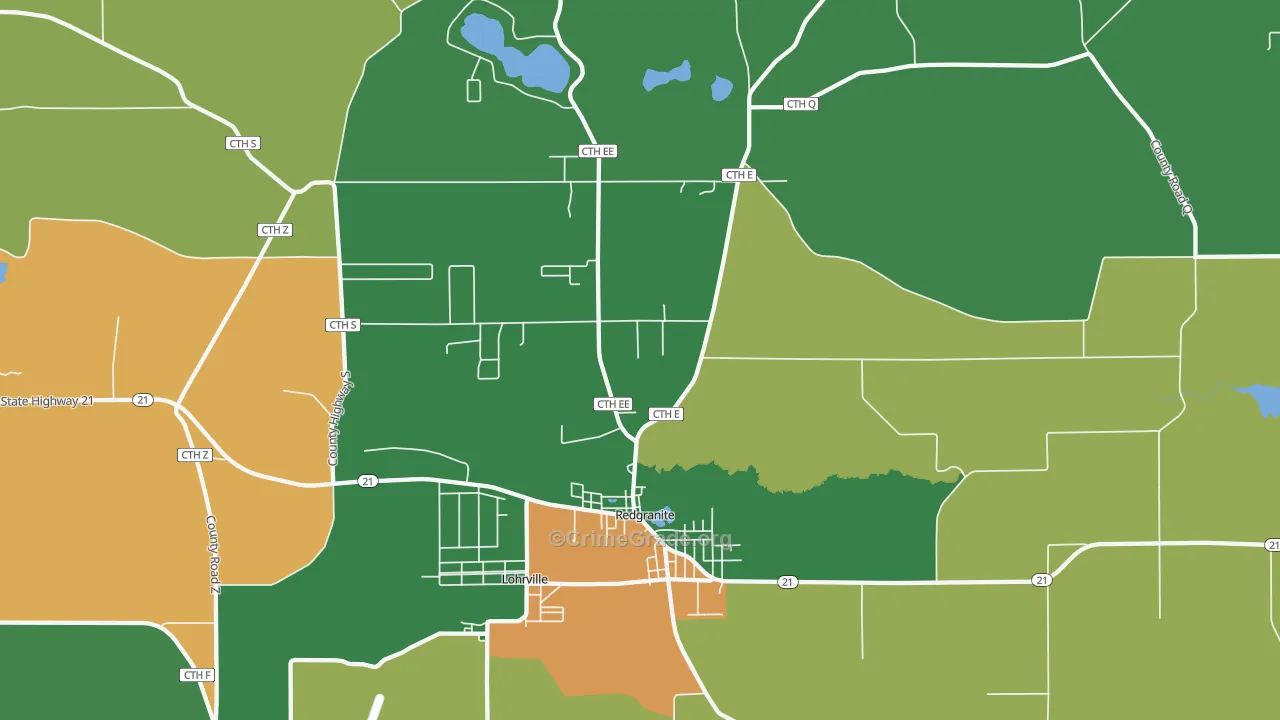 54970, WI Map of Theft Rates