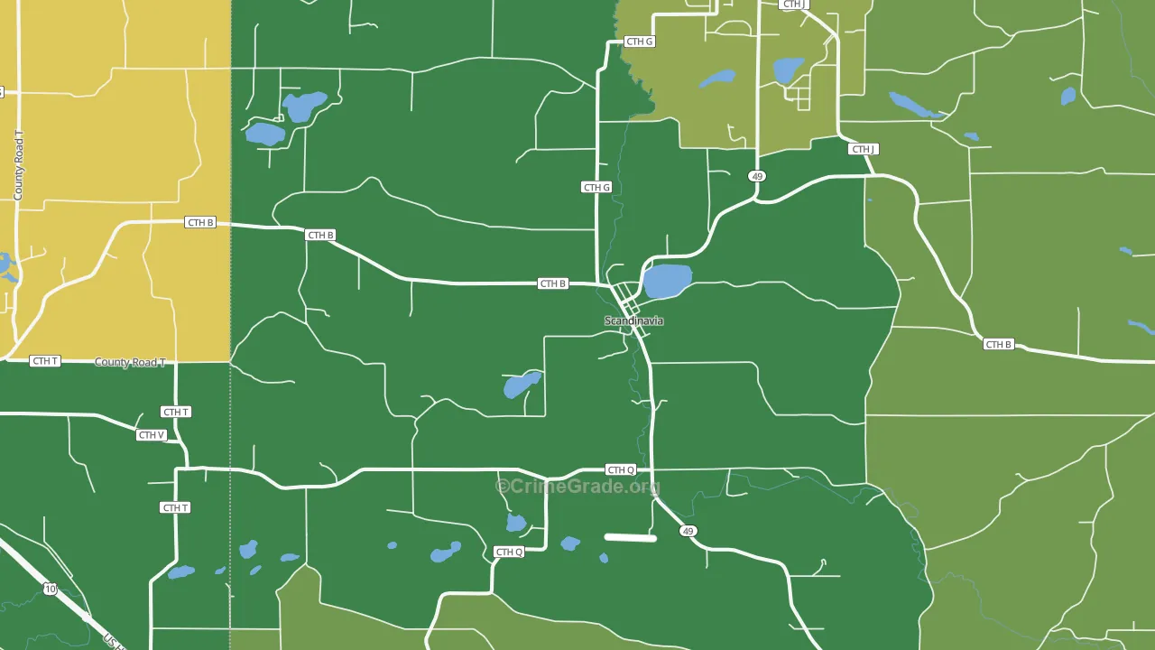 54977, WI Map of Theft Rates