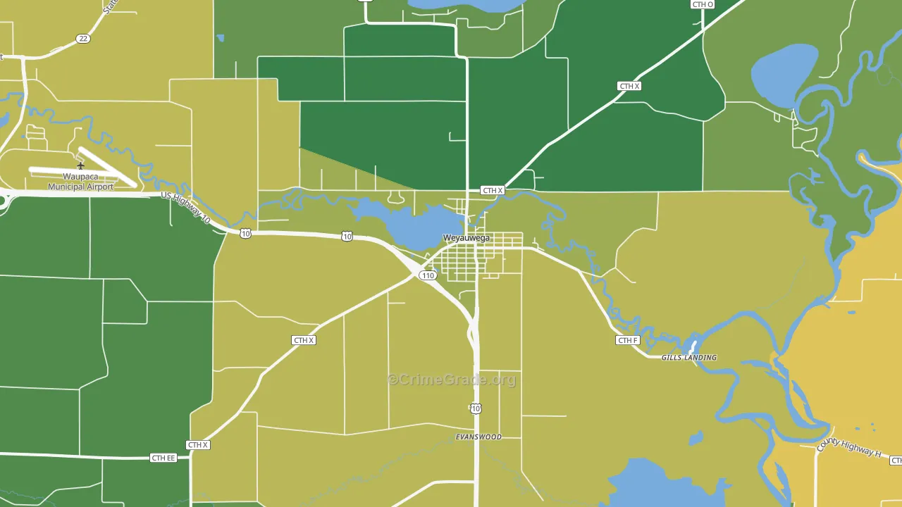 54983, WI Map of Theft Rates