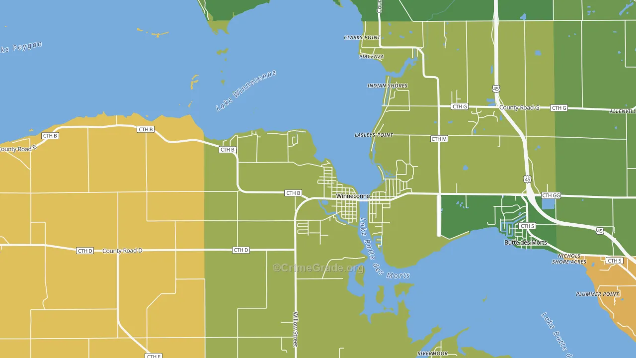 54986, WI Map of Theft Rates
