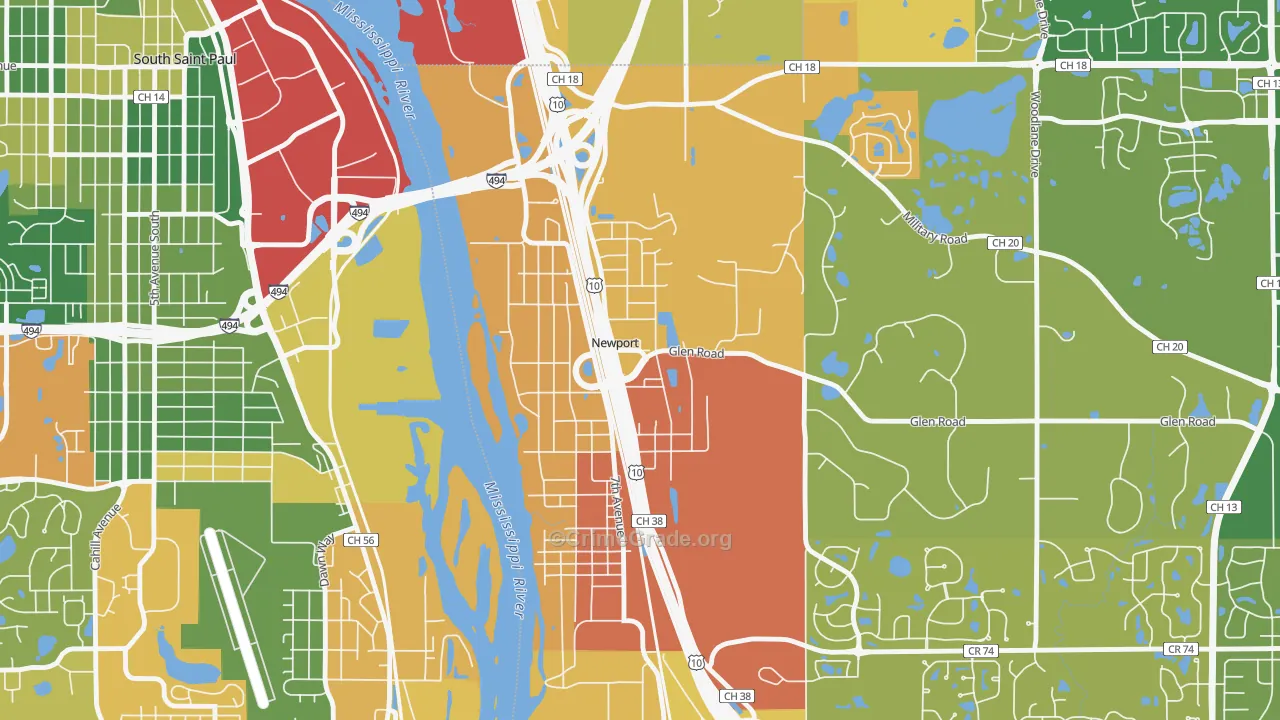 55055, MN Map of Theft Rates