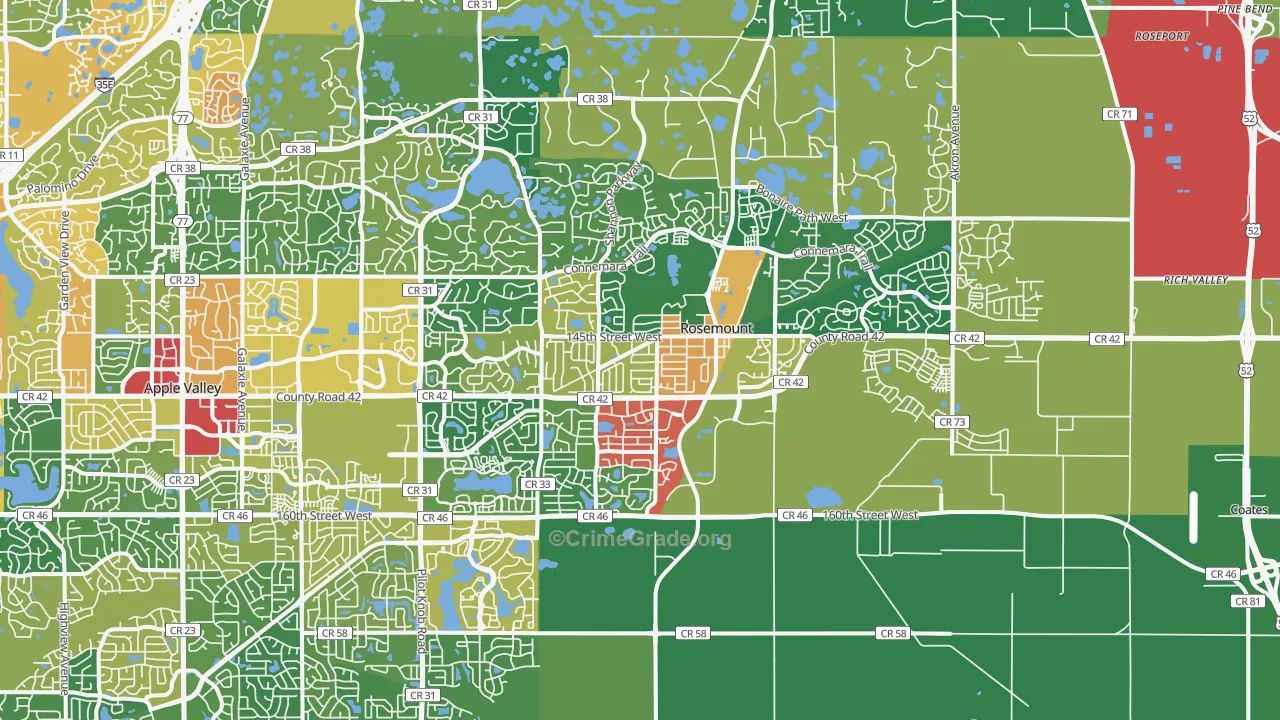 55068, MN Map of Theft Rates