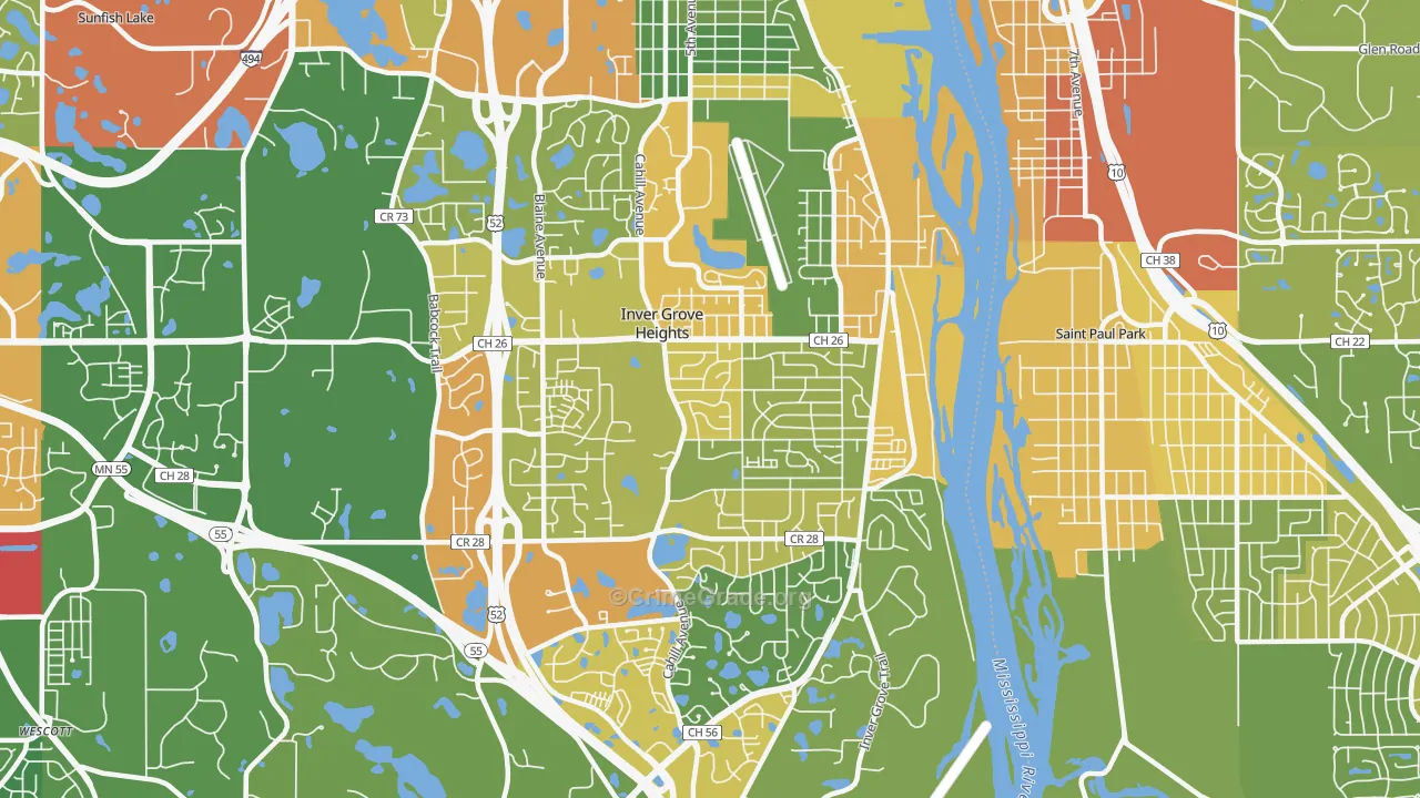 55076, MN Map of Theft Rates