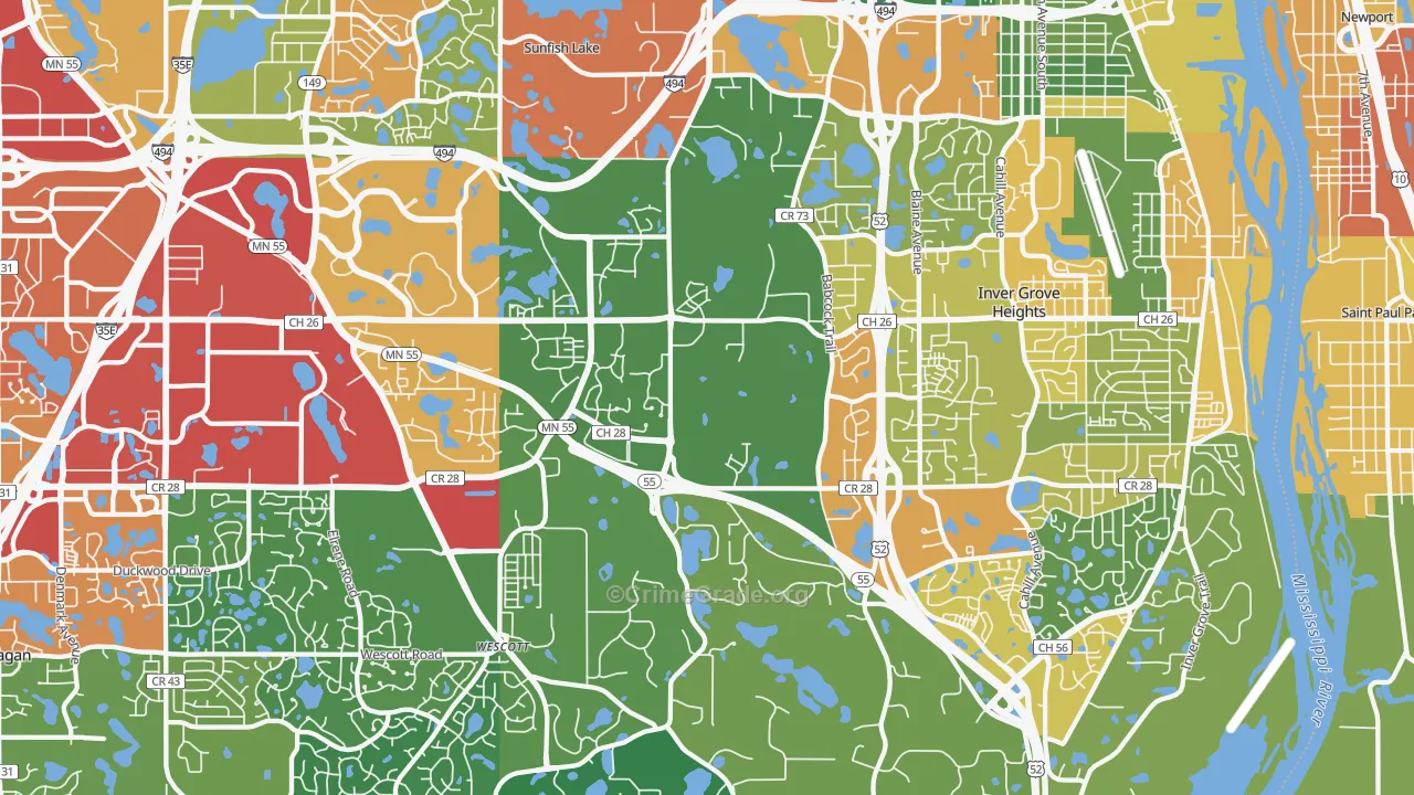 55077, MN Map of Theft Rates