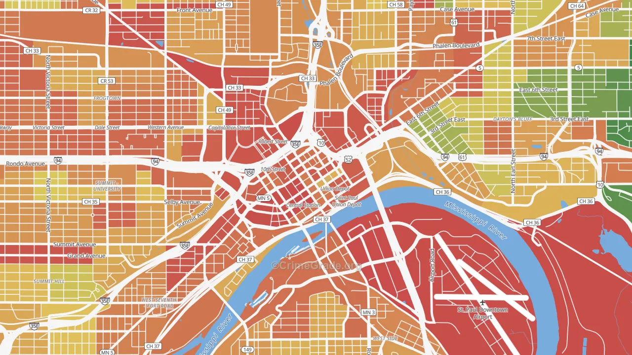 55101, MN Map of Theft Rates