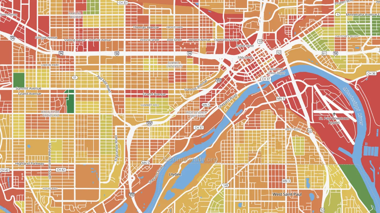 55102, MN Map of Theft Rates
