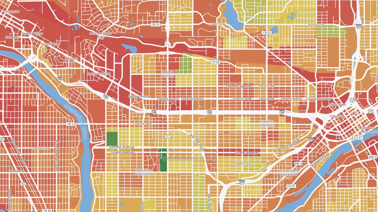 55104, MN Map of Theft Rates