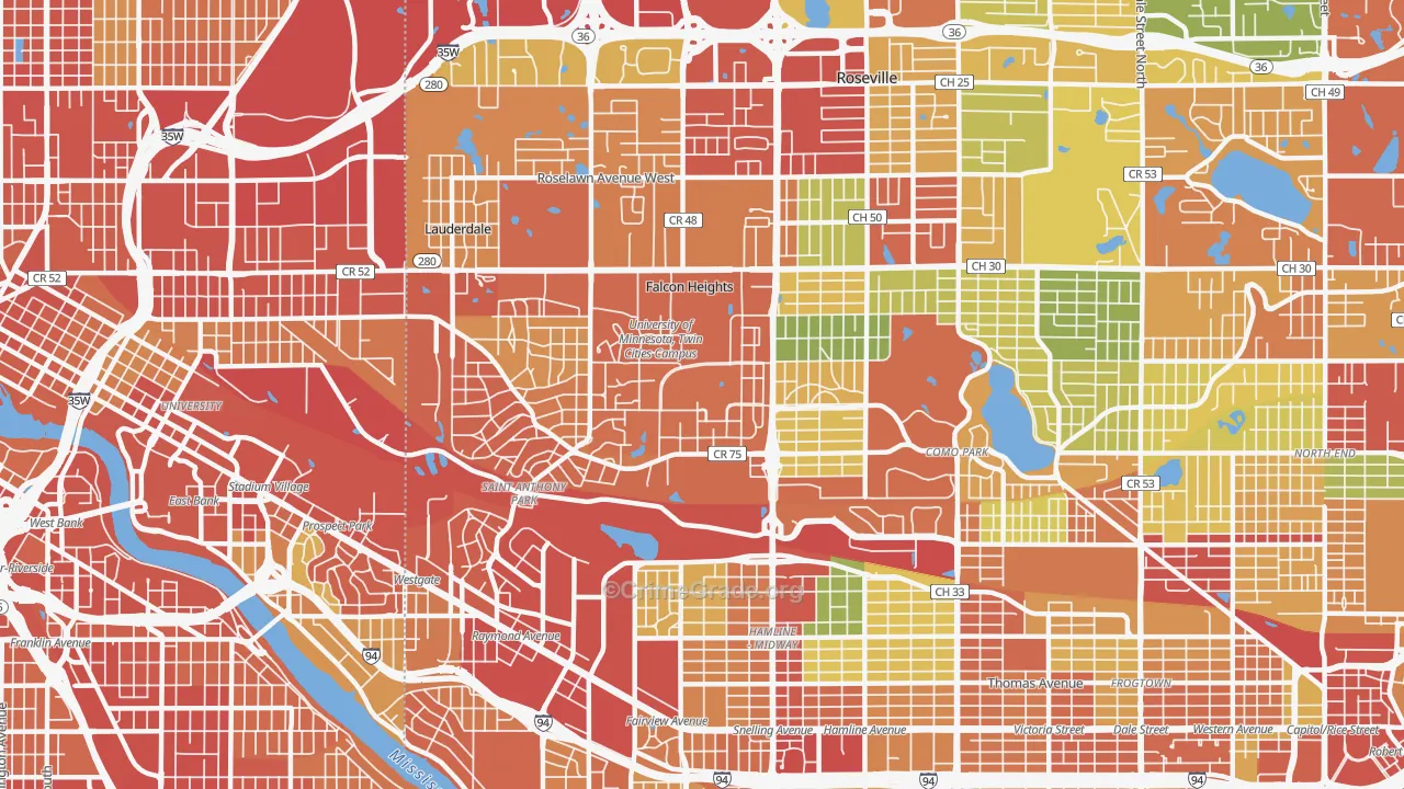 55108, MN Map of Theft Rates