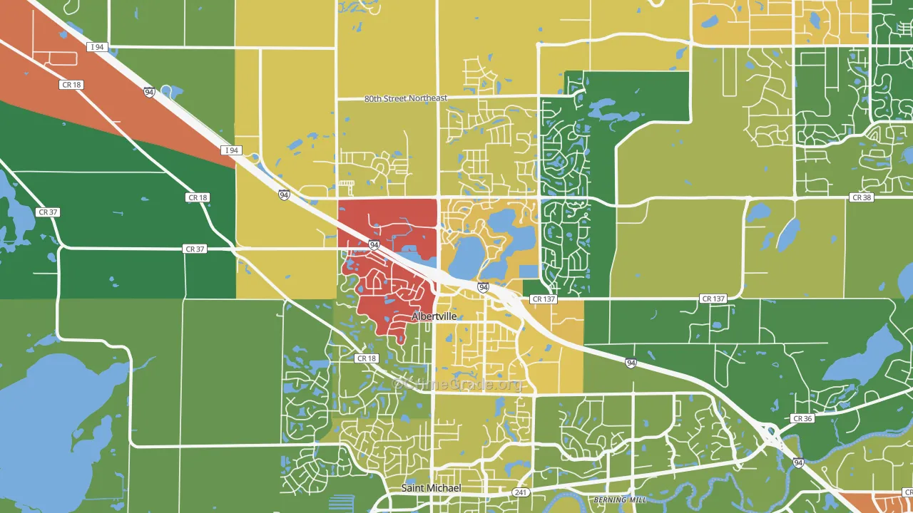 55301, MN Map of Theft Rates
