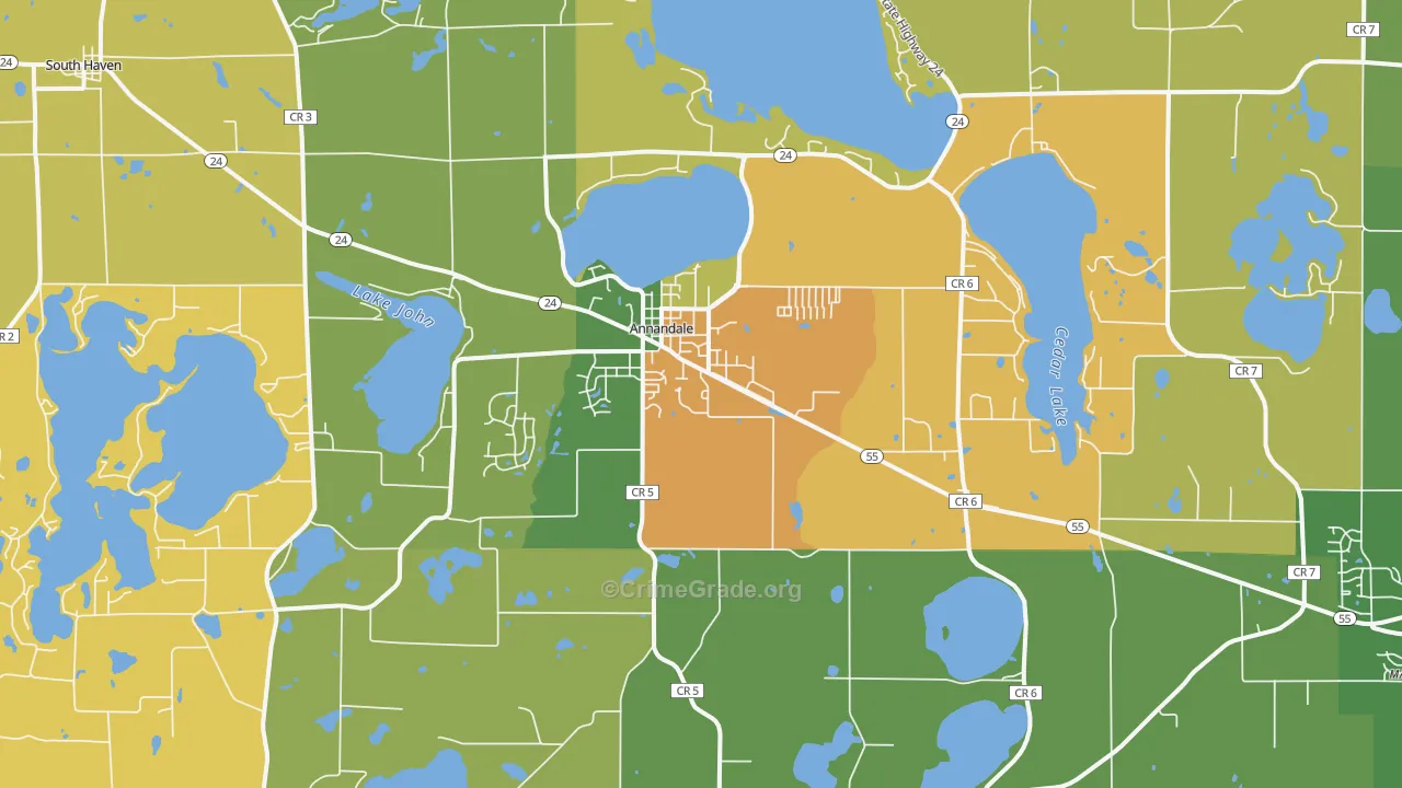 55302, MN Map of Theft Rates
