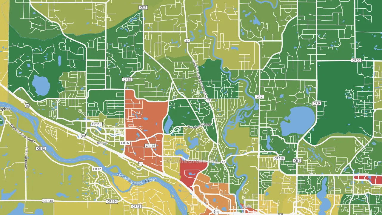 55303, MN Map of Theft Rates