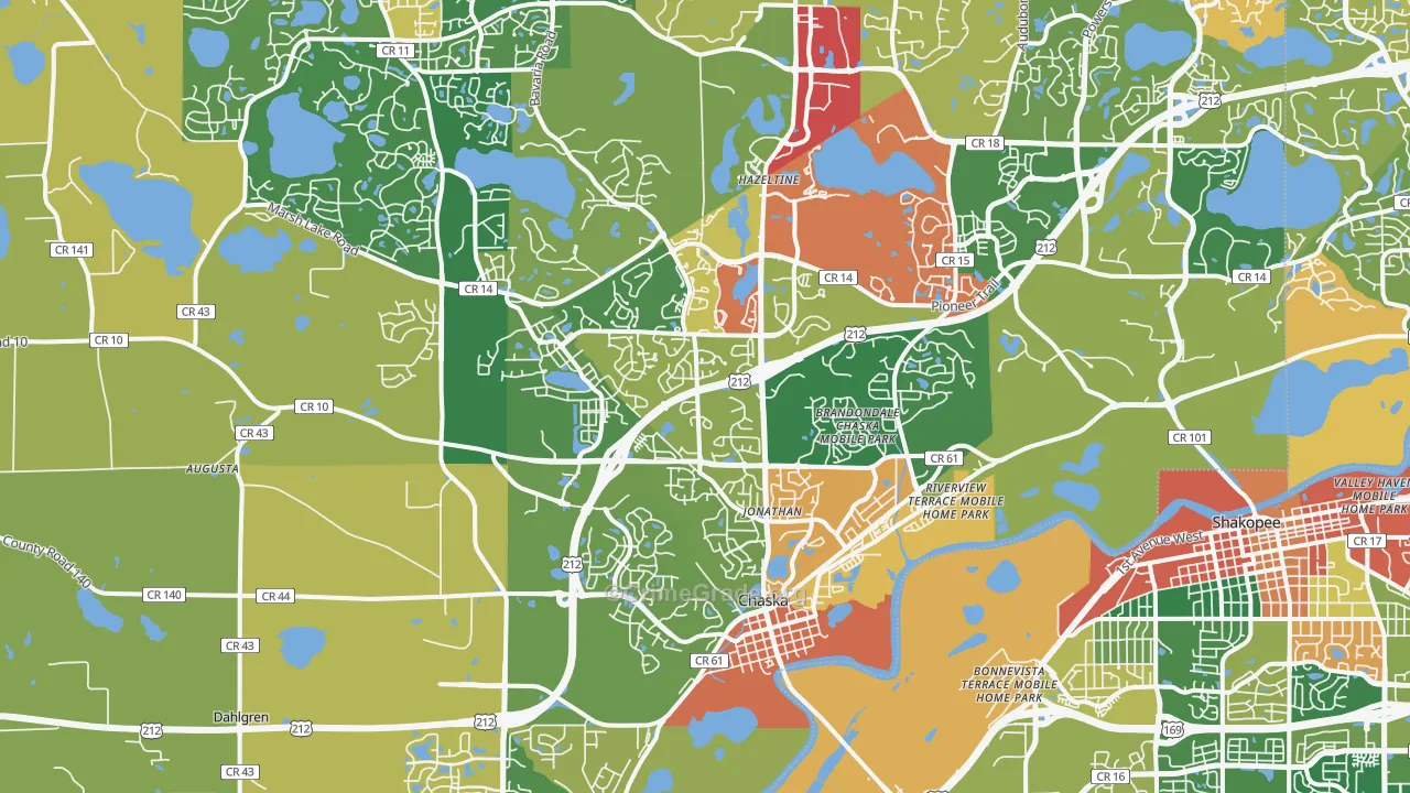 55318, MN Map of Theft Rates