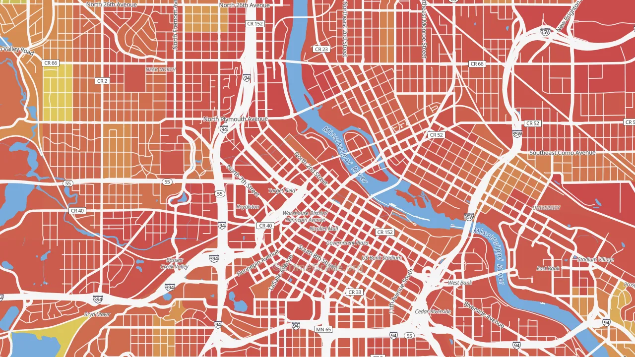 55401, MN Map of Theft Rates