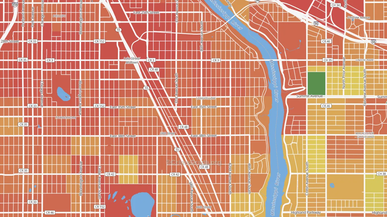 55406, MN Map of Theft Rates