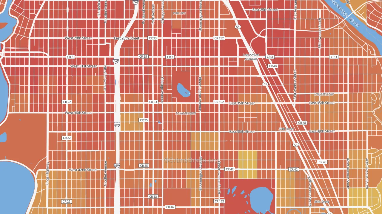 55407, MN Map of Theft Rates