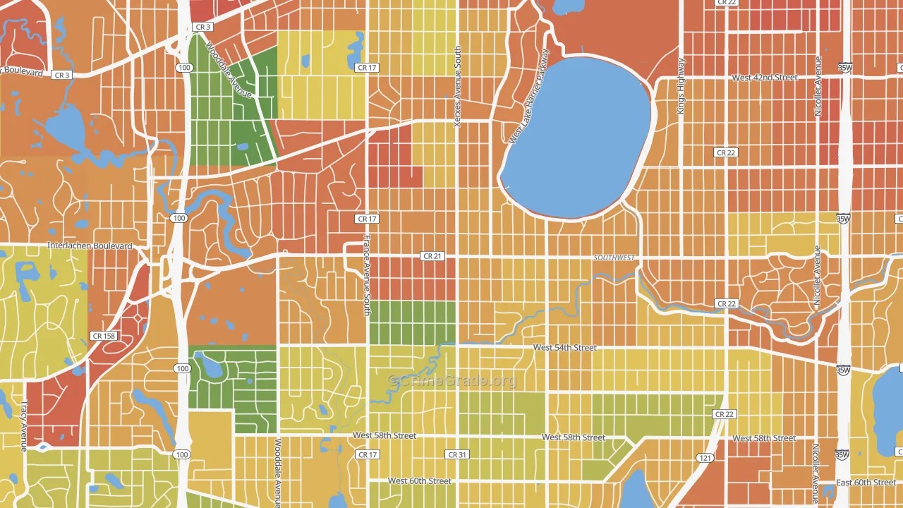 55410, MN Map of Theft Rates