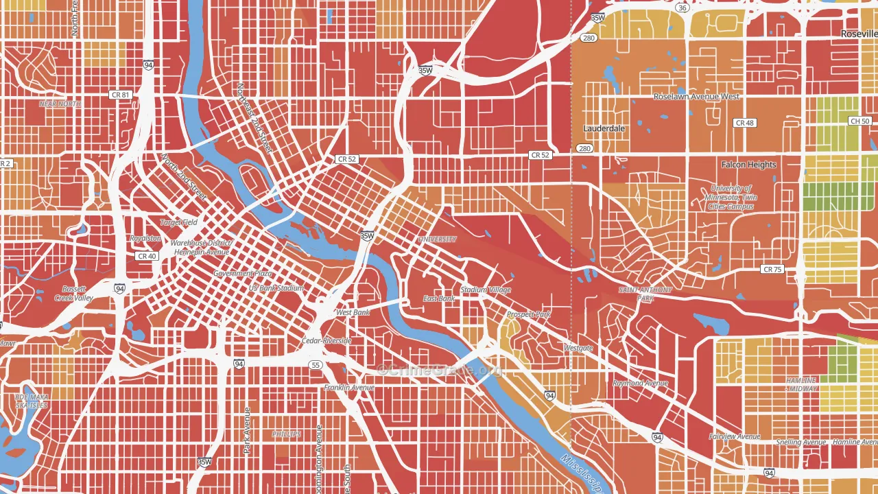 55414, MN Map of Theft Rates