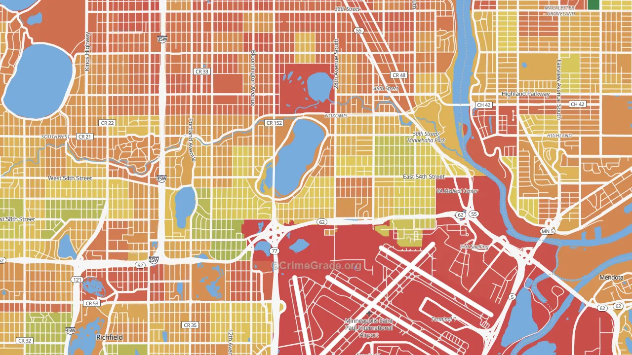 55417, MN Map of Theft Rates