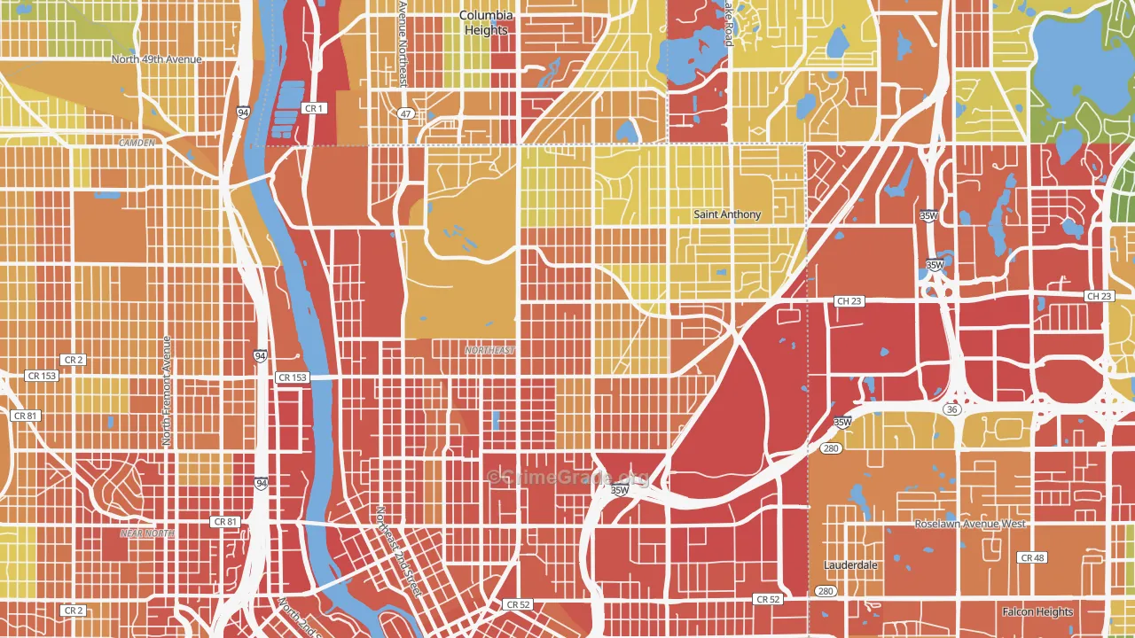 55418, MN Map of Theft Rates