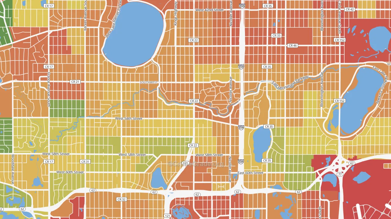 55419, MN Map of Theft Rates
