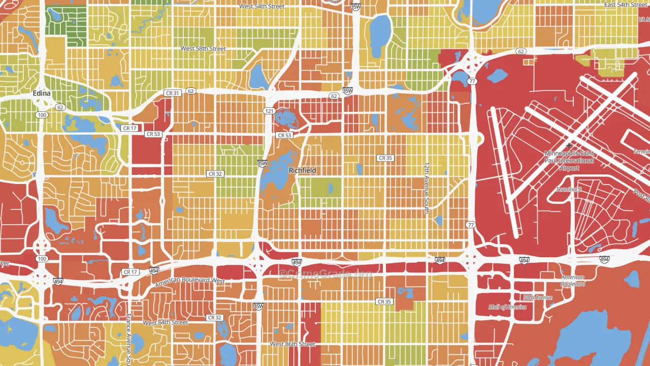 55423, MN Map of Theft Rates