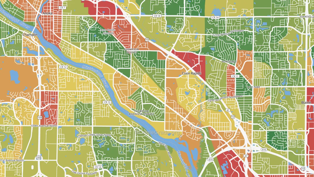 55433, MN Map of Theft Rates