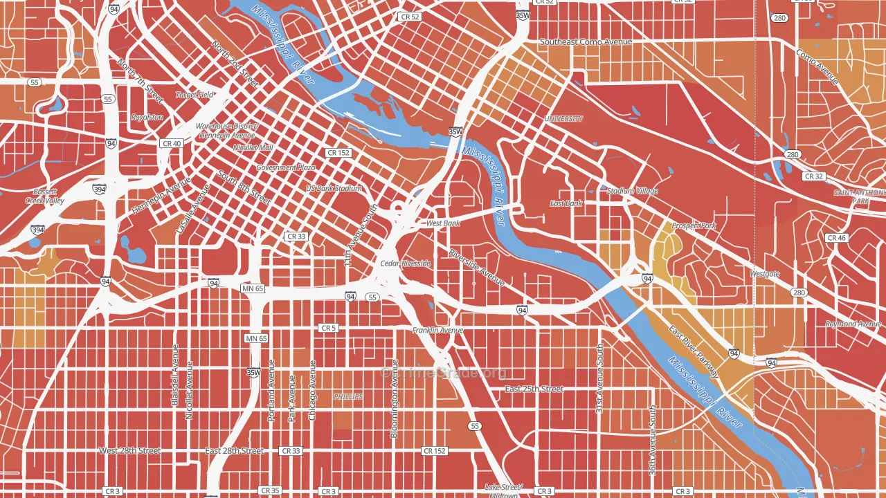 55454, MN Map of Theft Rates
