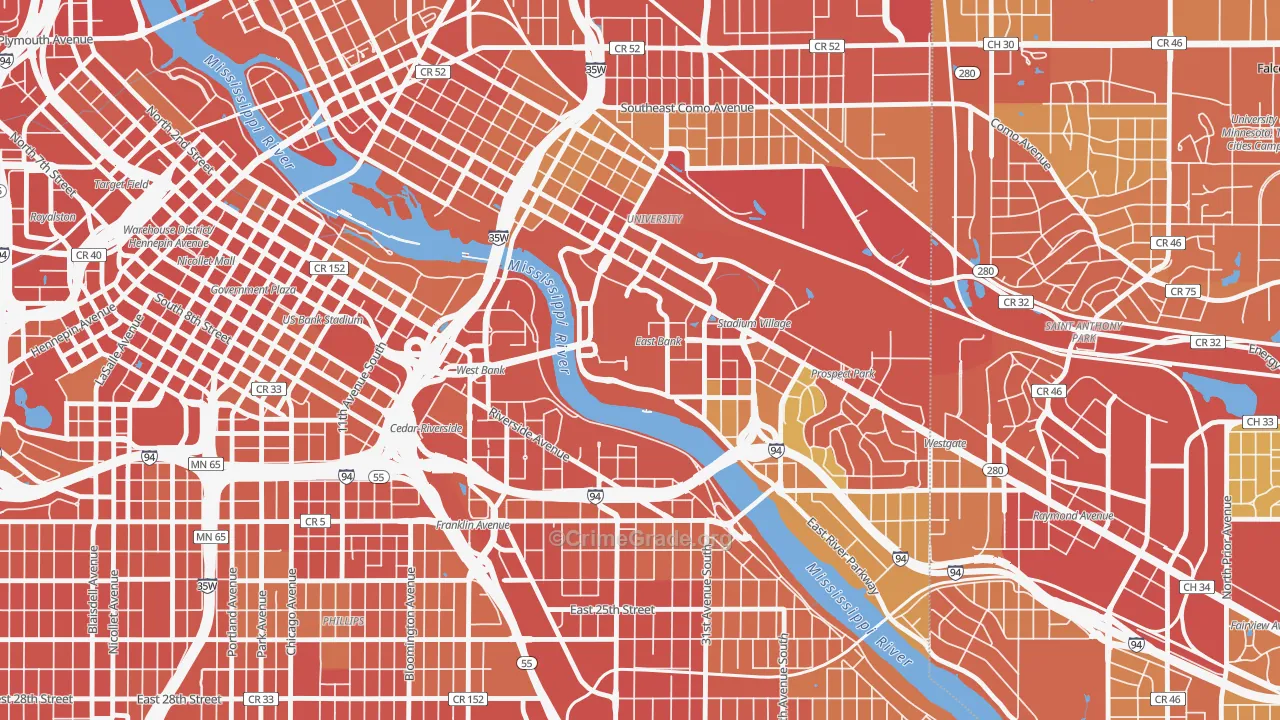 55455, MN Map of Theft Rates