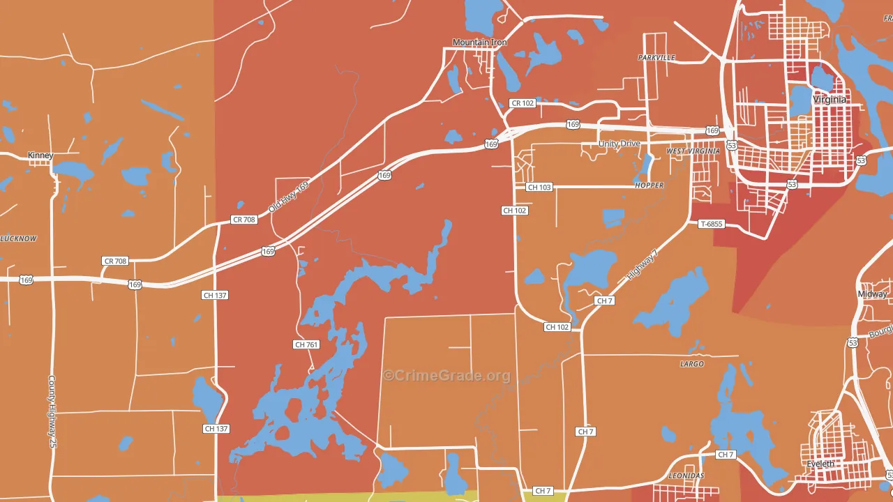 55768, MN Map of Theft Rates