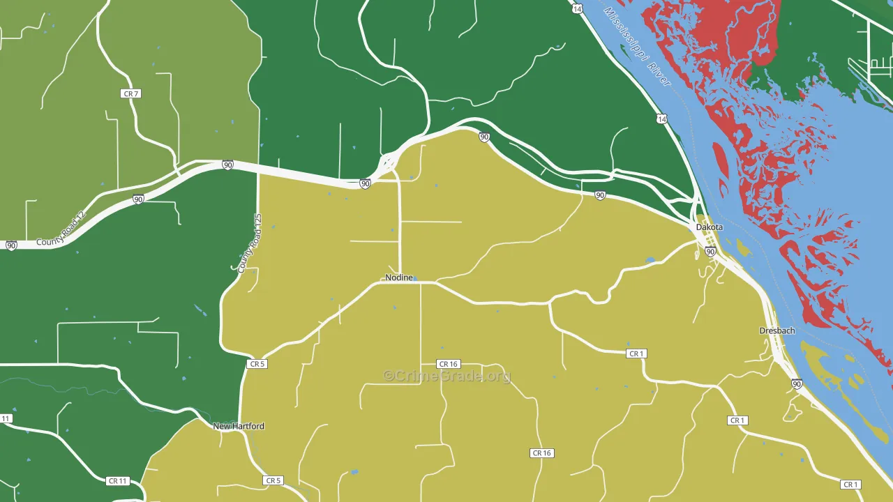 55925, MN Map of Theft Rates