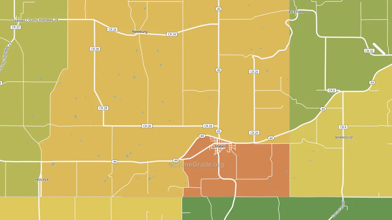 55954, MN Map of Theft Rates