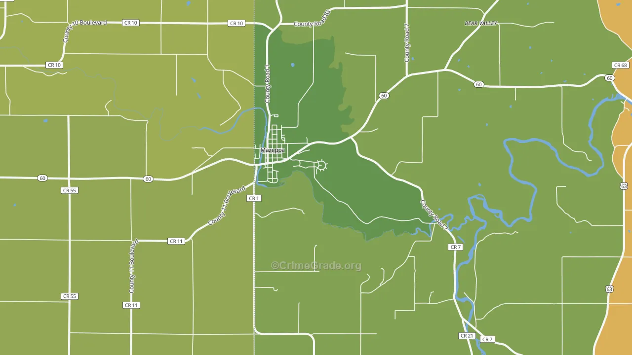 55956, MN Map of Theft Rates