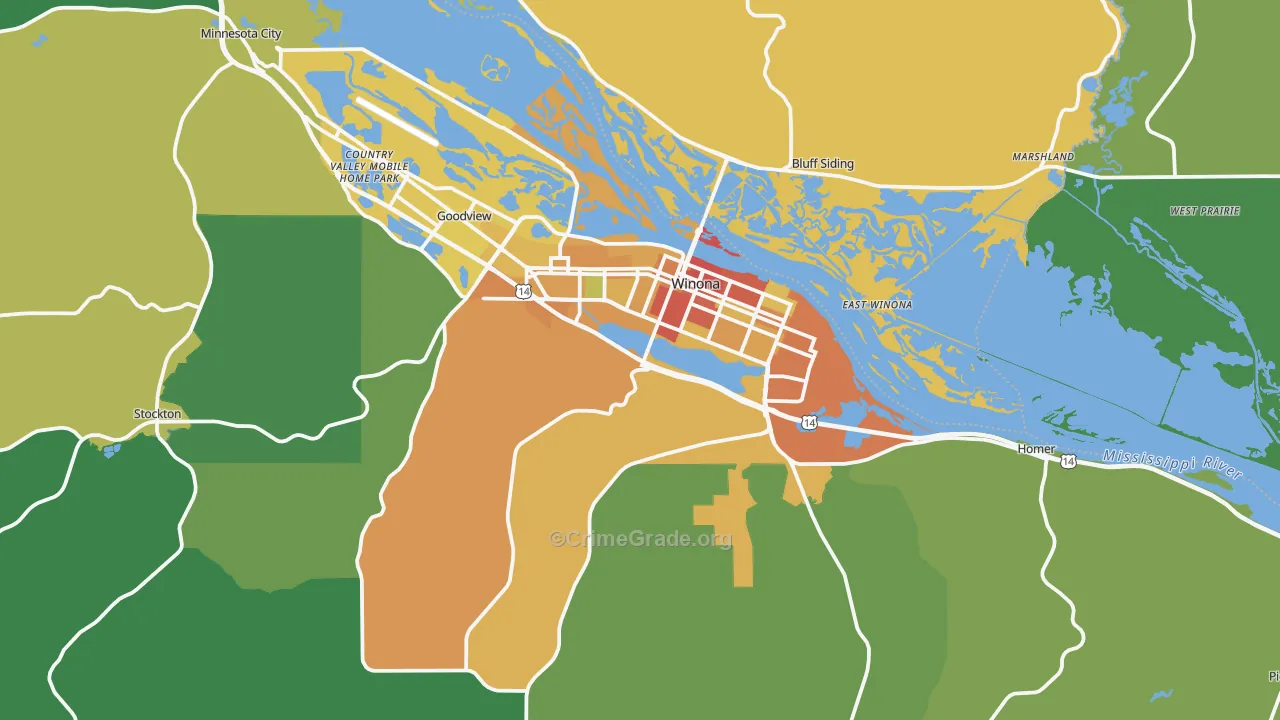55987, MN Map of Theft Rates