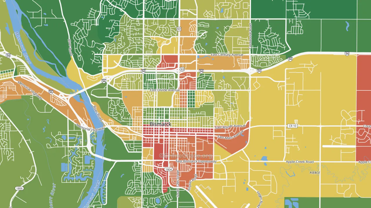 58501, ND Map of Theft Rates