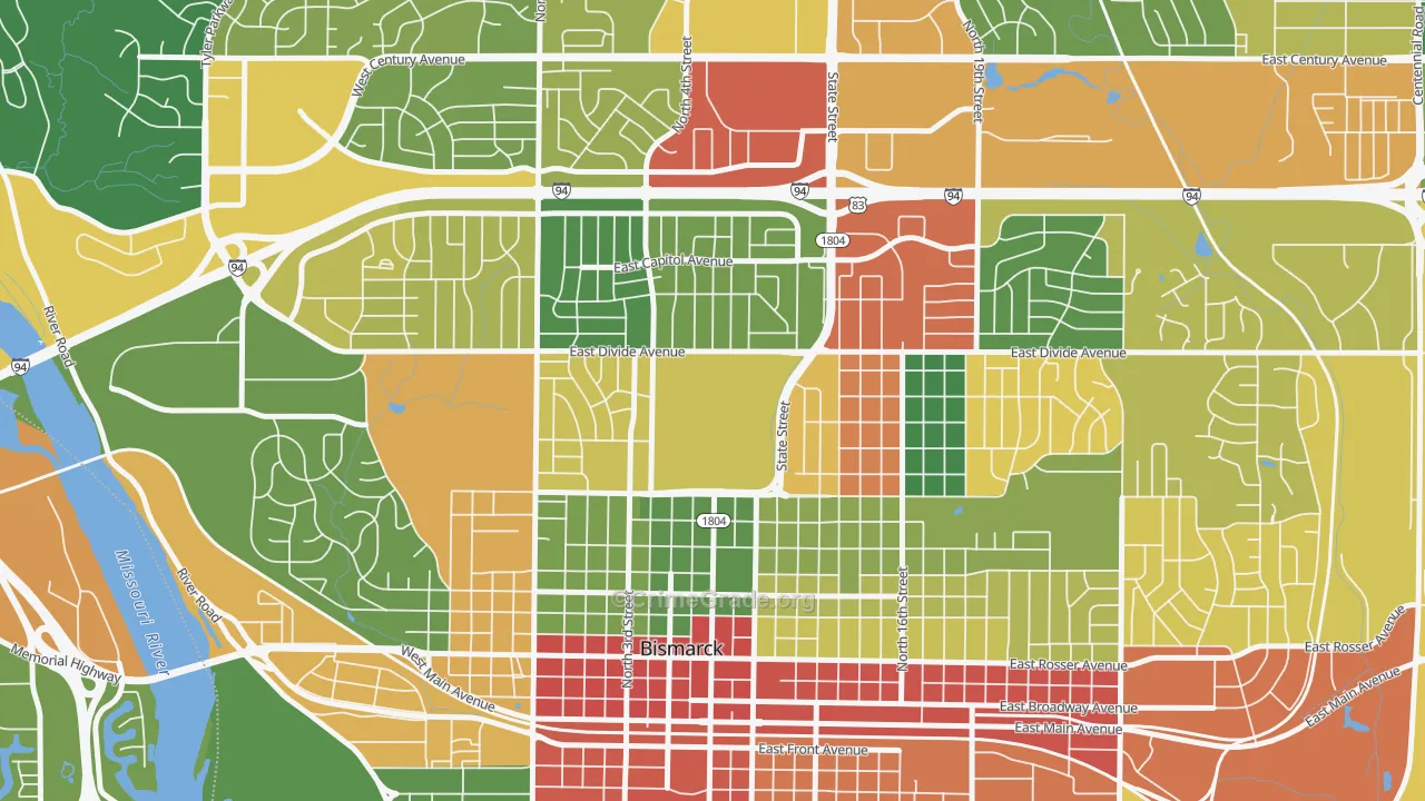 58505, ND Map of Theft Rates
