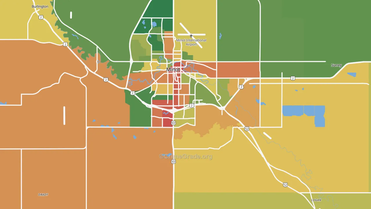 58701, ND Map of Theft Rates